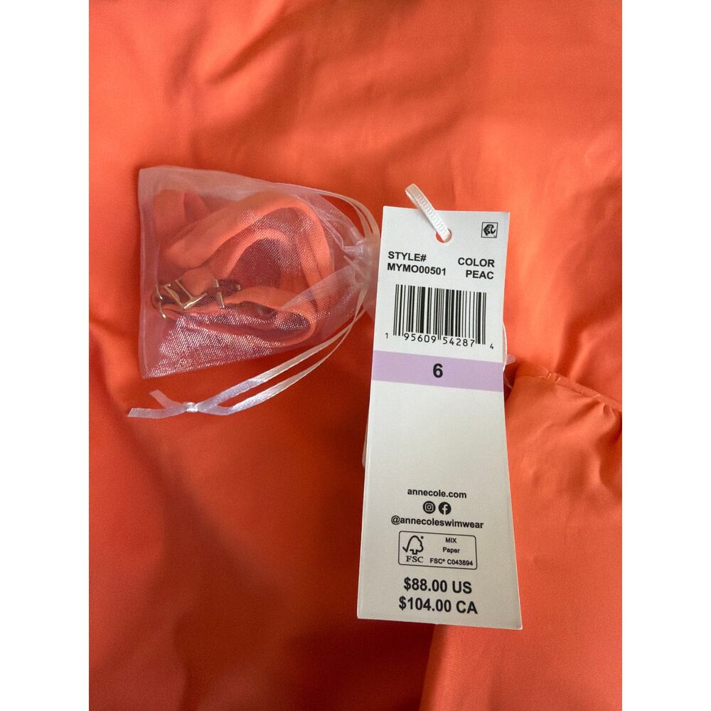 New Anne Cole Live In Color Twist Front Shirred One Piece Swimsuit - Picture 5 of 5